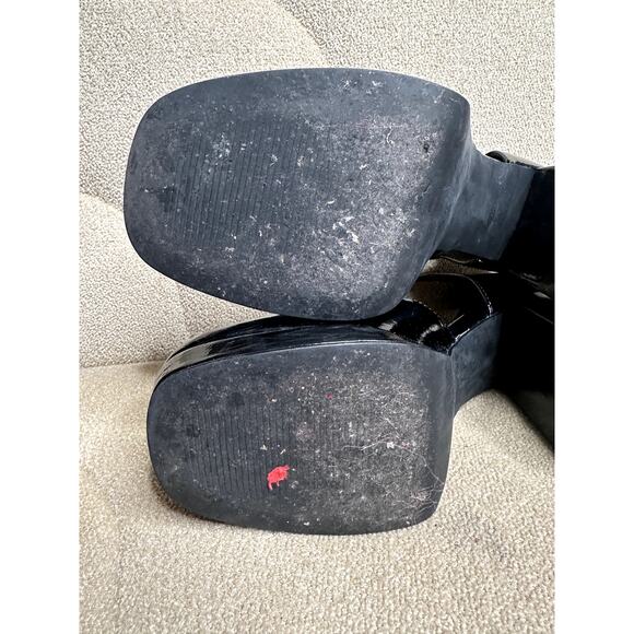 Steve Madden Black Faux Patent Leather Block Heel Mary Jane Shoes 3.25" Heel 8M - Picture 7 of 14